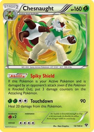 'Pokemon - 'Chesnaught 014/146  - Holofoil XY Base Set - Holo Rare