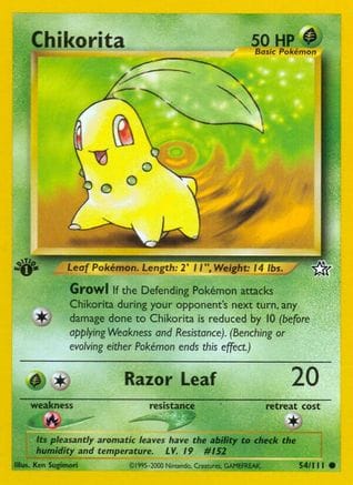 'Pokemon - 'Chikorita (54) 054/111  - 1st Edition Neo Genesis - Common