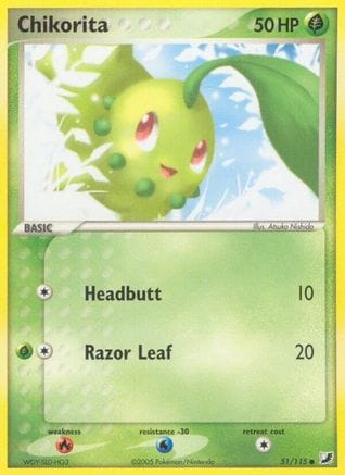 'Pokemon - 'Chikorita 051/115  - Reverse Holofoil Unseen Forces - Common