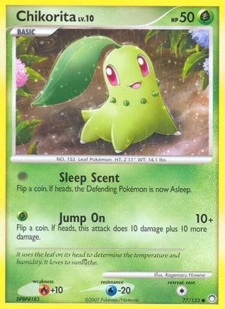 'Pokemon - 'Chikorita 077/123  - Reverse Holofoil Mysterious Treasures - Common