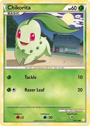 'Pokemon - 'Chikorita 059/123  HeartGold SoulSilver - Common