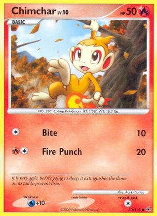 'Pokemon - 'Chimchar 070/127  - Reverse Holofoil Platinum - Common