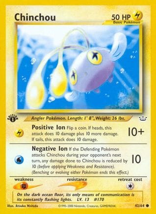 'Pokemon - 'Chinchou 042/64  - 1st Edition Neo Revelation - Common