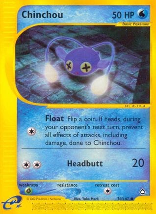 'Pokemon - 'Chinchou (70) 070  - Reverse Holofoil Aquapolis - Common