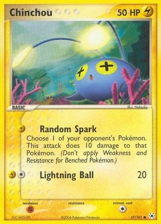 'Pokemon - 'Chinchou 057/101  - Reverse Holofoil Hidden Legends - Common