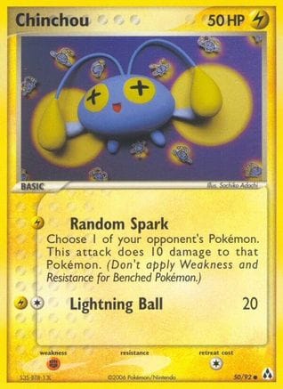 'Pokemon - 'Chinchou 050/92  - Reverse Holofoil Legend Maker - Common