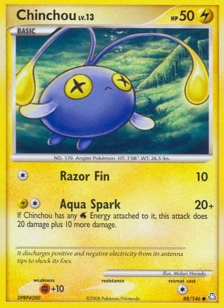 'Pokemon - 'Chinchou (88) 088  - Reverse Holofoil Legends Awakened - Common