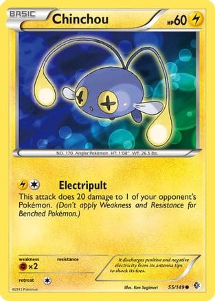 'Pokemon - 'Chinchou 055  - Reverse Holofoil Boundaries Crossed - Common