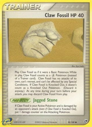 'Pokemon - 'Claw Fossil 090  - Reverse Holofoil Sandstorm - Common