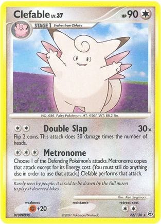 'Pokemon - 'Clefable 022  Diamond and Pearl - Rare