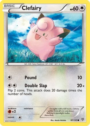 'Pokemon - 'Clefairy 097  - Reverse Holofoil Plasma Storm - Common