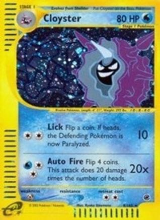 'Pokemon - 'Cloyster (8) 008  - Reverse Holofoil Expedition - Holo Rare