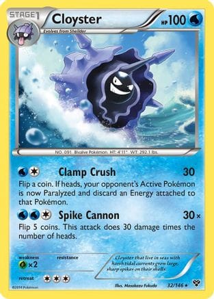 'Pokemon - 'Cloyster 032  - Reverse Holofoil XY Base Set - Rare