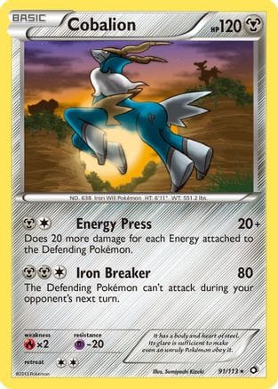 'Pokemon - 'Cobalion 091/113  - Reverse Holofoil Legendary Treasures - Holo Rare