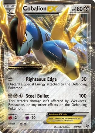 'Pokemon - 'Cobalion EX 093  - Holofoil Plasma Storm - Ultra Rare