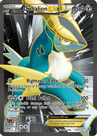 'Pokemon - 'Cobalion EX (133 Full Art) 133  - Holofoil Plasma Storm - Ultra Rare