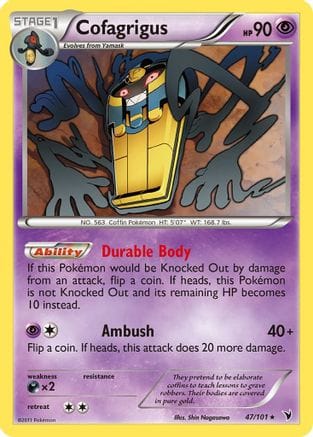 'Pokemon - 'Cofagrigus (47) 047  - Reverse Holofoil Noble Victories - Rare