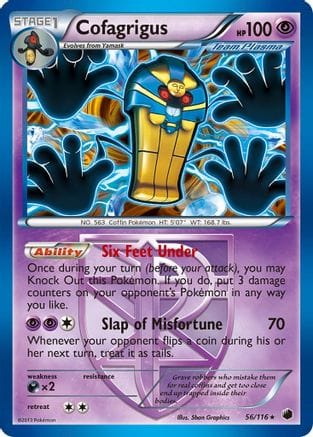 'Pokemon - 'Cofagrigus (Team Plasma) (56) 056/116  - Holofoil Plasma Freeze - Holo Rare
