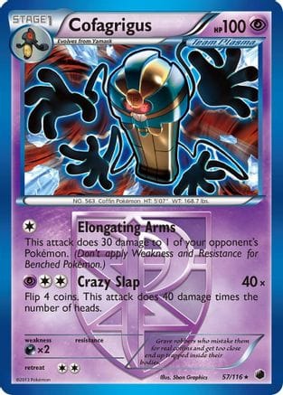 'Pokemon - 'Cofagrigus (Team Plasma) (57) 057  - Reverse Holofoil Plasma Freeze - Rare