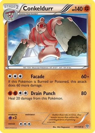'Pokemon - 'Conkeldurr 081  - Reverse Holofoil Plasma Storm - Rare