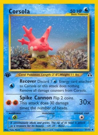 'Pokemon - 'Corsola 037/75  - 1st Edition Neo Discovery - Uncommon