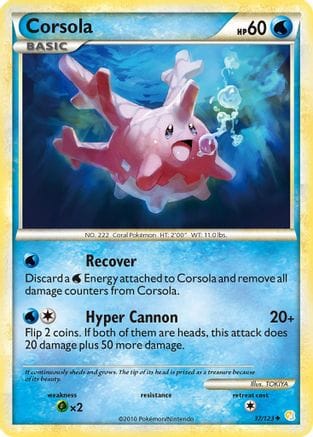 'Pokemon - 'Corsola 037  - Reverse Holofoil HeartGold SoulSilver - Uncommon
