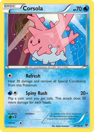 'Pokemon - 'Corsola 036  - Reverse Holofoil XY Base Set - Uncommon