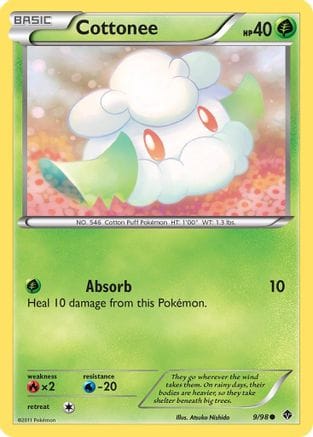 'Pokemon - 'Cottonee (9) 009  - Reverse Holofoil Emerging Powers - Common