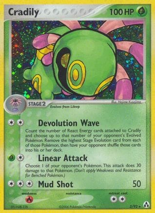 'Pokemon - 'Cradily 003  - Holofoil Legend Maker - Holo Rare