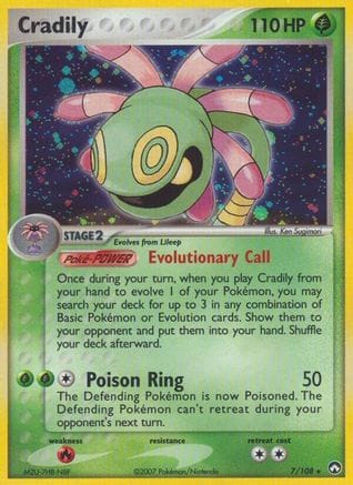 'Pokemon - 'Cradily 007  - Holofoil Power Keepers - Holo Rare