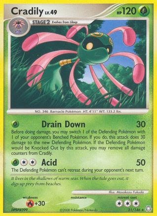 'Pokemon - 'Cradily 021  - Reverse Holofoil Legends Awakened - Rare