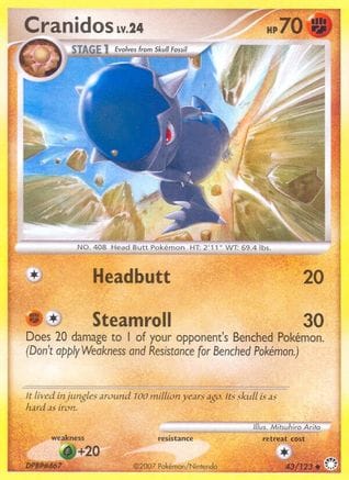 'Pokemon - 'Cranidos 043  - Reverse Holofoil Mysterious Treasures - Uncommon