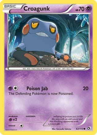 'Pokemon - 'Croagunk 062  - Reverse Holofoil Legendary Treasures - Common