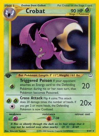 'Pokemon - 'Crobat 004/64  - 1st Edition Holofoil Neo Revelation - Holo Rare