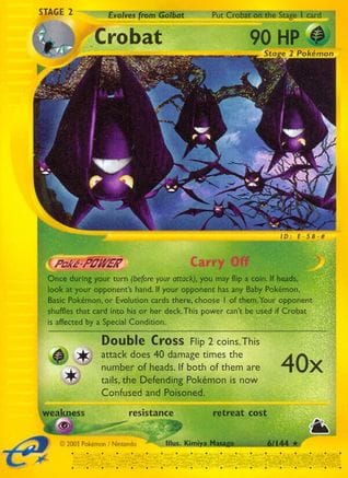 'Pokemon - 'Crobat (6) 006  - Reverse Holofoil Skyridge - Rare