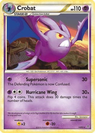 'Pokemon - 'Crobat 014  - Reverse Holofoil Unleashed - Rare