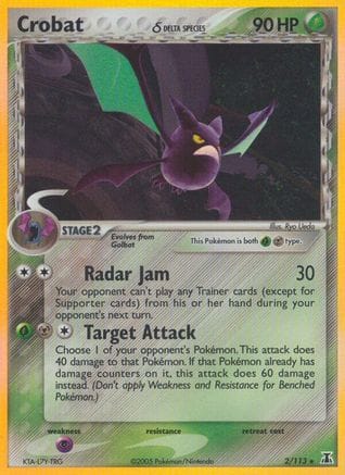 'Pokemon - 'Crobat (Delta Species) 002/113  - Reverse Holofoil Delta Species - Holo Rare