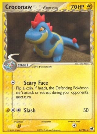 'Pokemon - 'Croconaw (Delta Species) 027/101  - Reverse Holofoil Dragon Frontiers - Uncommon