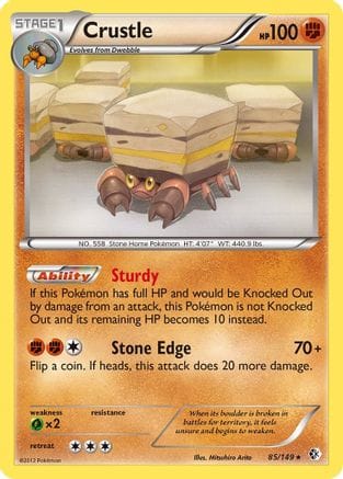'Pokemon - 'Crustle 085  - Holofoil Boundaries Crossed - Holo Rare