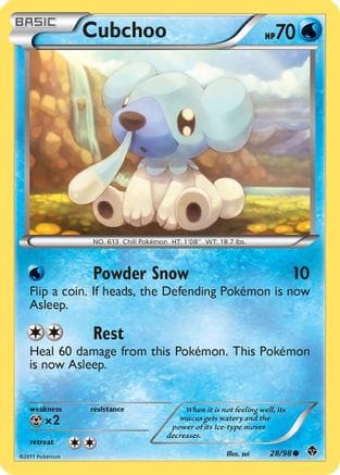 'Pokemon - 'Cubchoo (28) 028  - Reverse Holofoil Emerging Powers - Common