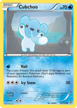 'Pokemon - 'Cubchoo 040  - Reverse Holofoil Plasma Storm - Common