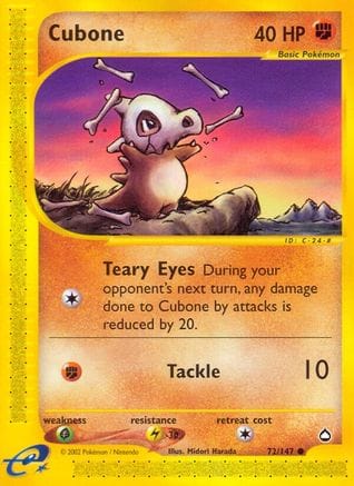 'Pokemon - 'Cubone 072/147  - Reverse Holofoil Aquapolis - Common