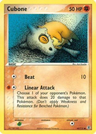 'Pokemon - 'Cubone 060/112  - Reverse Holofoil FireRed & LeafGreen - Common