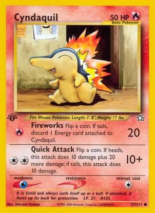 'Pokemon - 'Cyndaquil (57) 057/111  - 1st Edition Neo Genesis - Common