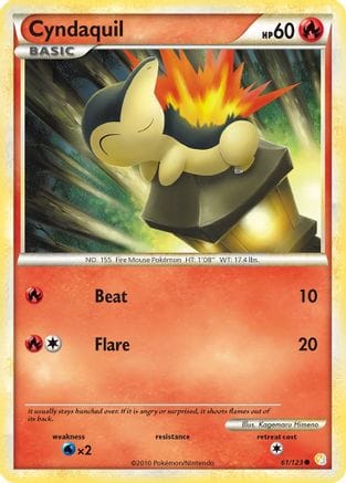 'Pokemon - 'Cyndaquil 061/123  HeartGold SoulSilver - Common