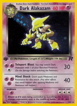 'Pokemon - 'Dark Alakazam (1) 001/82  - 1st Edition Holofoil Team Rocket - Holo Rare