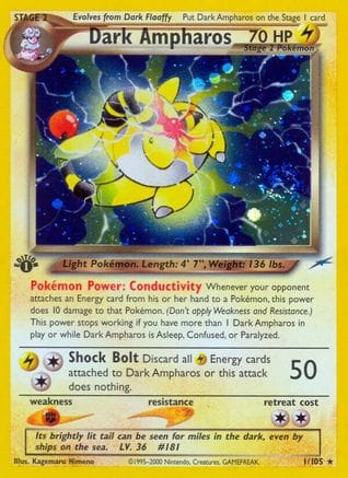 'Pokemon - 'Dark Ampharos 001  - Unlimited Holofoil Neo Destiny - Holo Rare