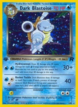 'Pokemon - 'Dark Blastoise (3) 003/82  - 1st Edition Holofoil Team Rocket - Holo Rare