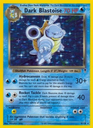'Pokemon - 'Dark Blastoise 004  - Reverse Holofoil Legendary Collection - Holo Rare