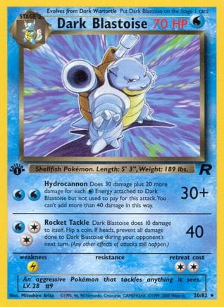 'Pokemon - 'Dark Blastoise (20) 020/82  - Unlimited Team Rocket - Rare